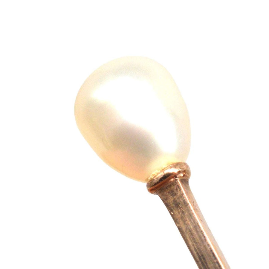 Edwardian 9ct Gold natürliche Perle Krawattennadel | Parkin und Gerrish | Antike & Vintage-Schmuck