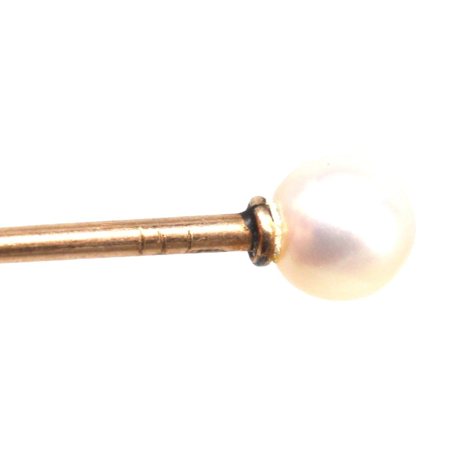 Edwardian 9ct Gold natürliche Perle Krawattennadel | Parkin und Gerrish | Antike & Vintage-Schmuck