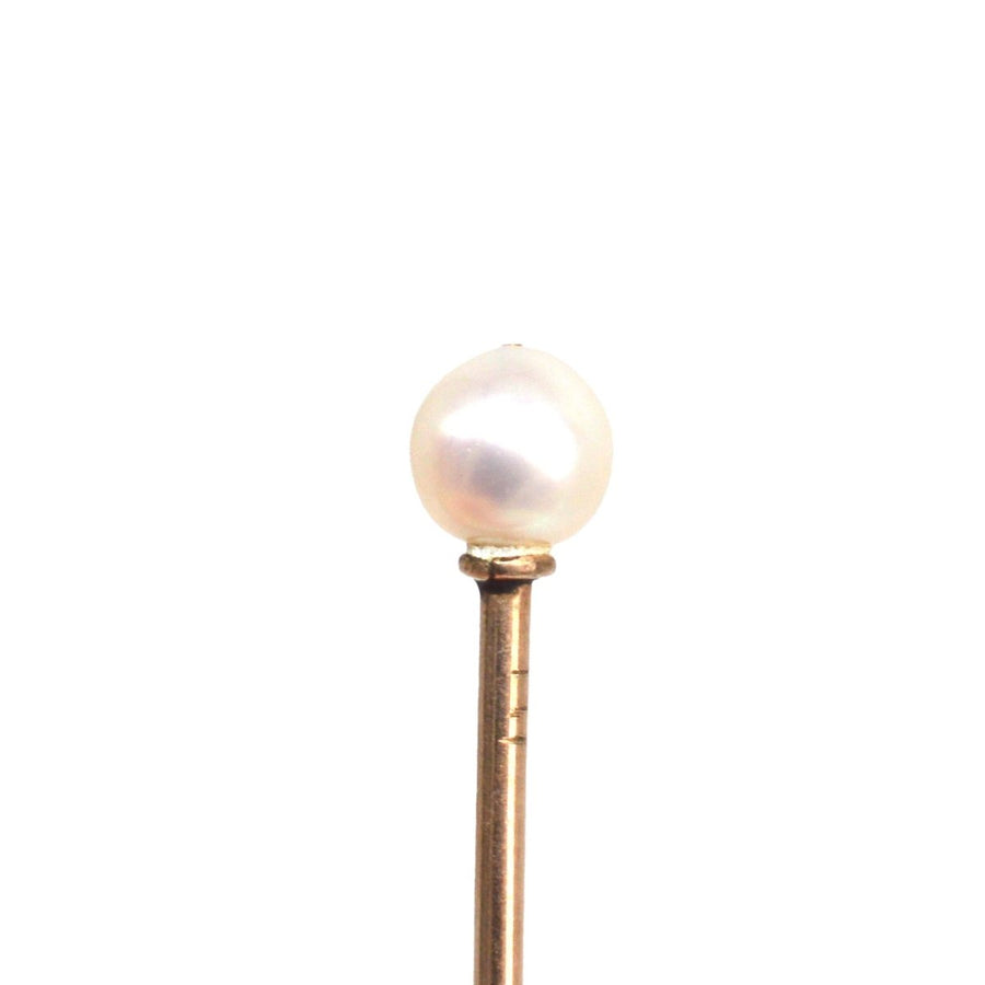Edwardian 9ct Gold natürliche Perle Krawattennadel | Parkin und Gerrish | Antike & Vintage-Schmuck