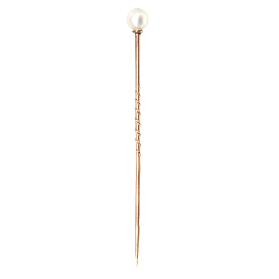 Edwardian 9ct Gold natürliche Perle Krawattennadel | Parkin und Gerrish | Antike & Vintage-Schmuck