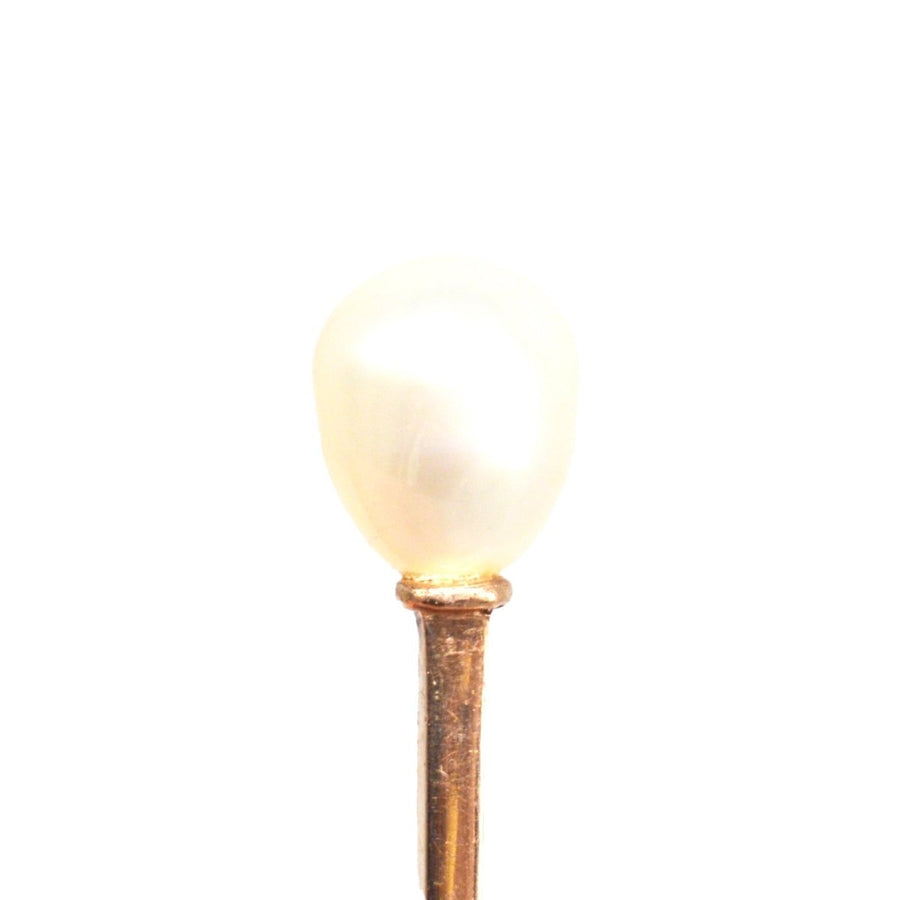 Edwardian 9ct Gold natürliche Perle Krawattennadel | Parkin und Gerrish | Antike & Vintage-Schmuck