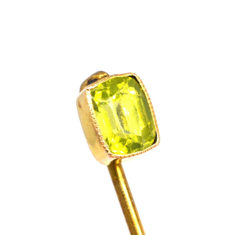 Edwardian 9ct Gold Peridot Krawattennadel | Parkin und Gerrish | Antike & Vintage-Schmuck