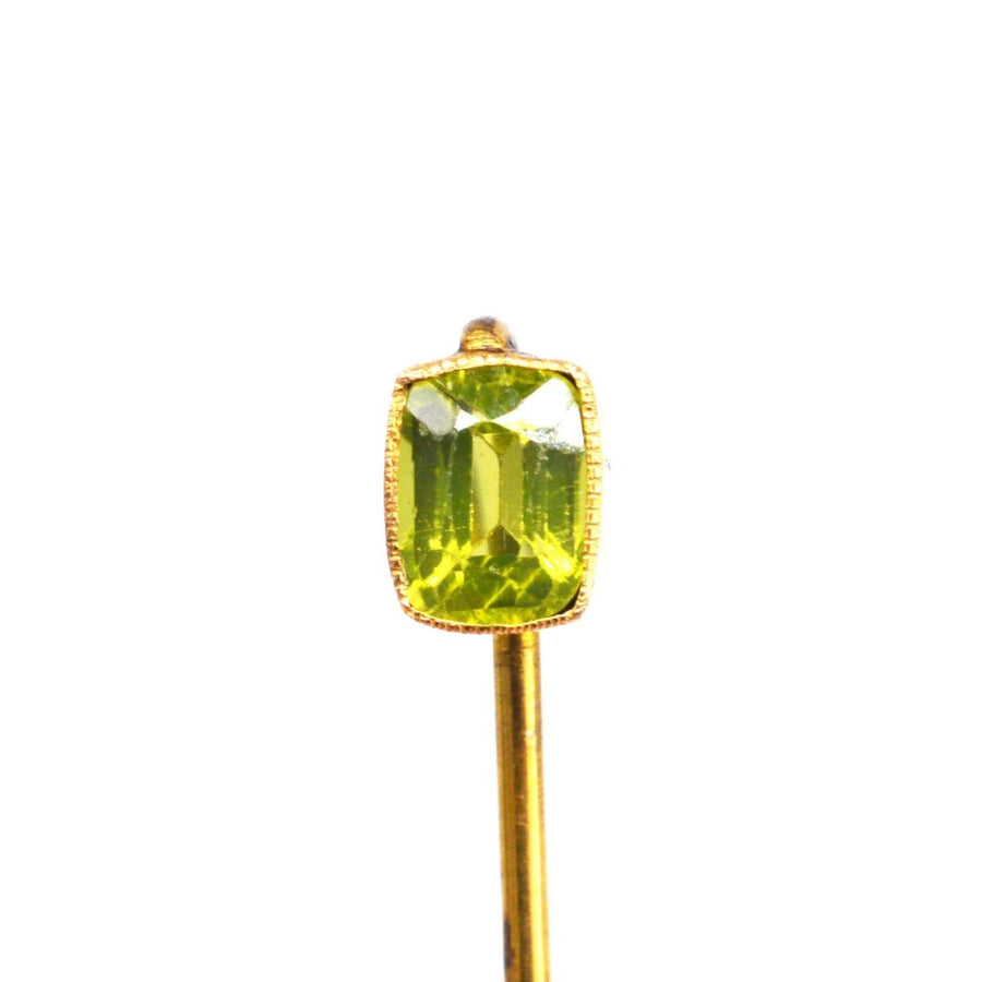 Edwardian 9ct Gold Peridot Krawattennadel | Parkin und Gerrish | Antike & Vintage-Schmuck