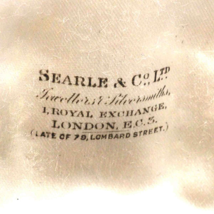 Etikett von Searle & Co. Ltd, Juweliere und Silberschmiede, mit Sitz in 1 Royal Exchange, London, E.C.3.