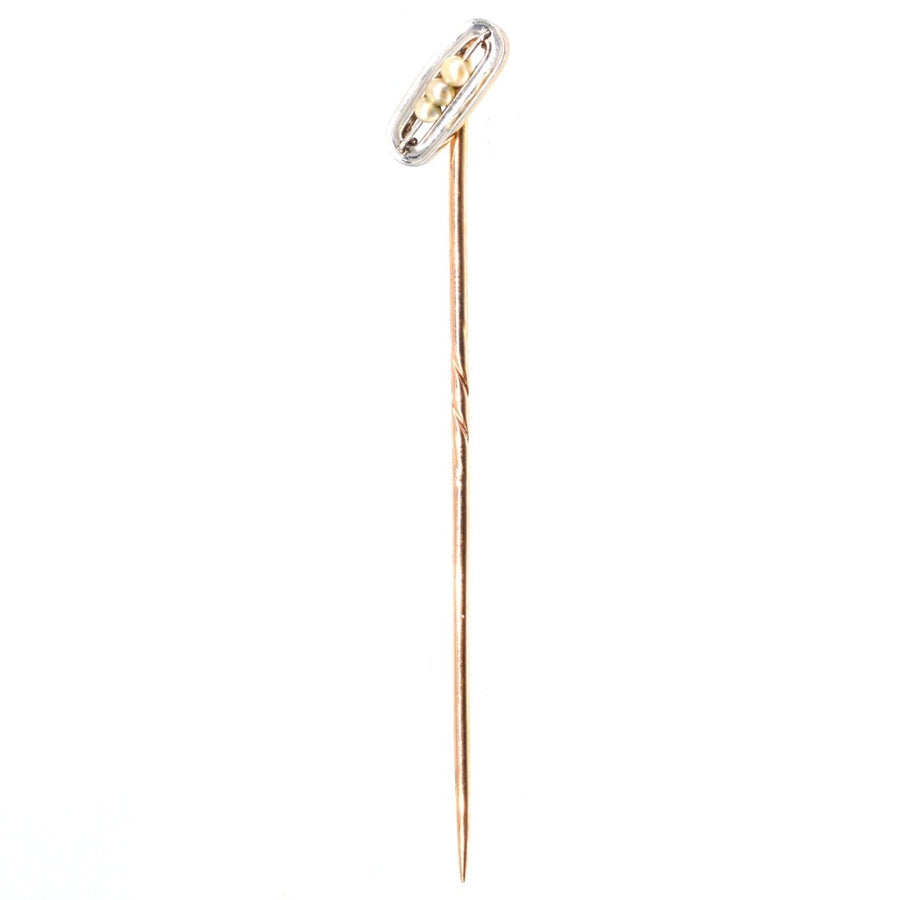 Edwardian Platin und 15ct Gold Seed Pearl Krawattennadel | Parkin und Gerrish | Antique & Vintage Jewellery