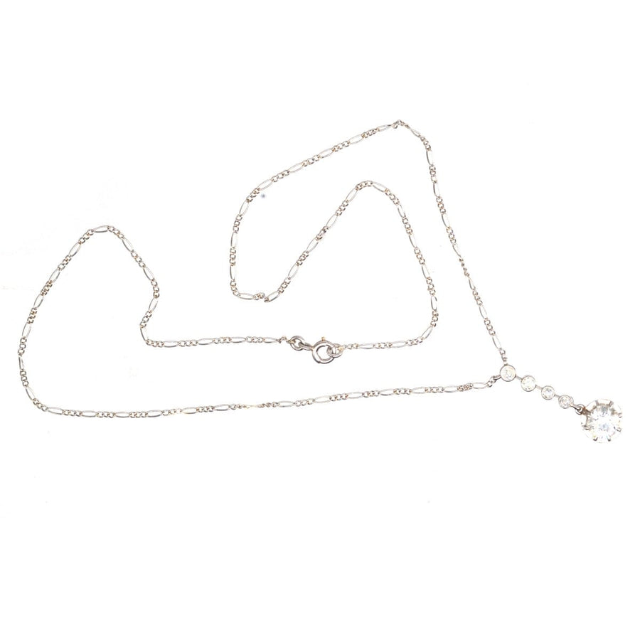 Französisches Belle-Epoque-Halsband mit Diamanten in Tropfenform aus Platin und Weißgold mit Kette.