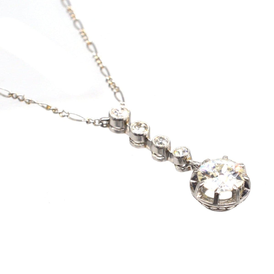 Französisches Belle-Epoque-Halsband mit Diamanten in Tropfenform aus Platin und Weißgold, mit ca. 1,3 Karat Diamanten.