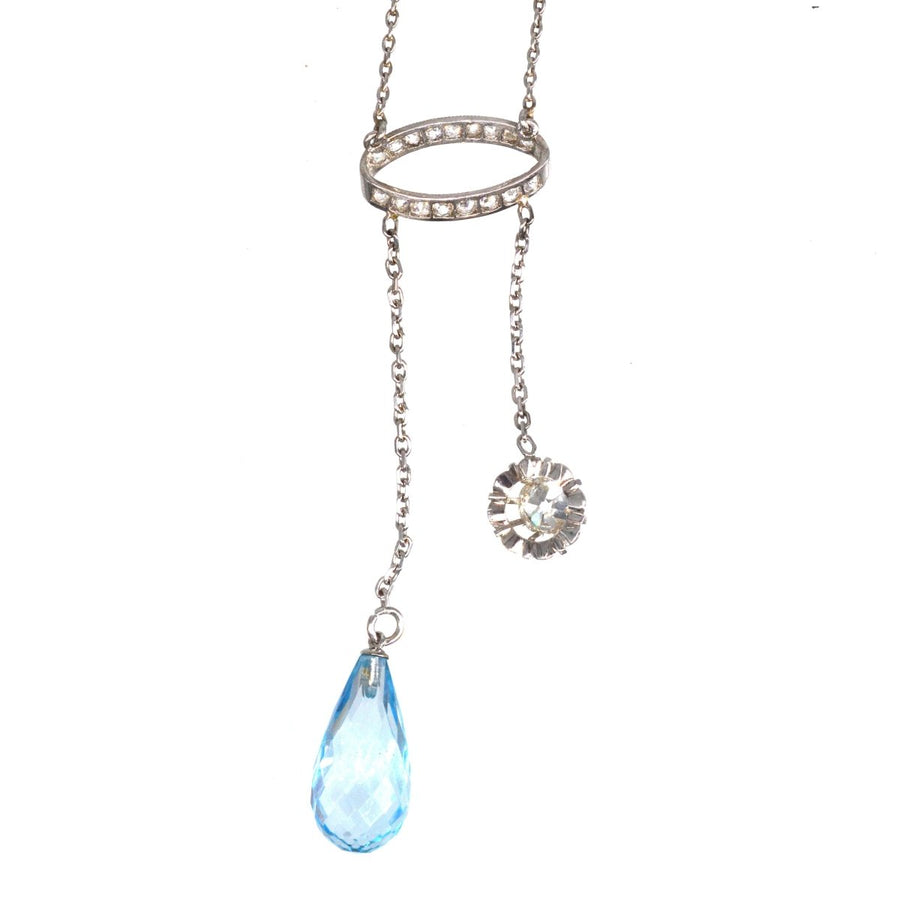Französische Belle-Epoque-Halskette aus Platin mit Diamant und blauem Topas | Parkin and Gerrish | Antiker & Vintage-Schmuck
