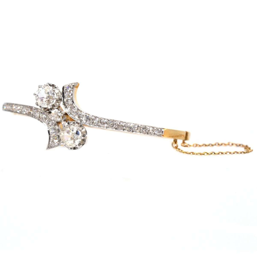 Französisch Anfang des 20. Jahrhunderts 18ct Gold und Platin Toi et Moi Diamond Bangle | Parkin und Gerrish | Antique & Vintage Jewellery