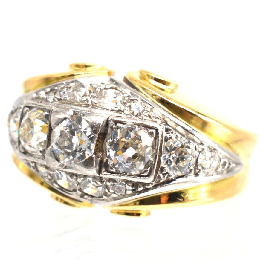 Französischer Retro-Diamantring aus 18-karätigem Gold und Platin | Parkin and Gerrish | Antiker & Vintage-Schmuck