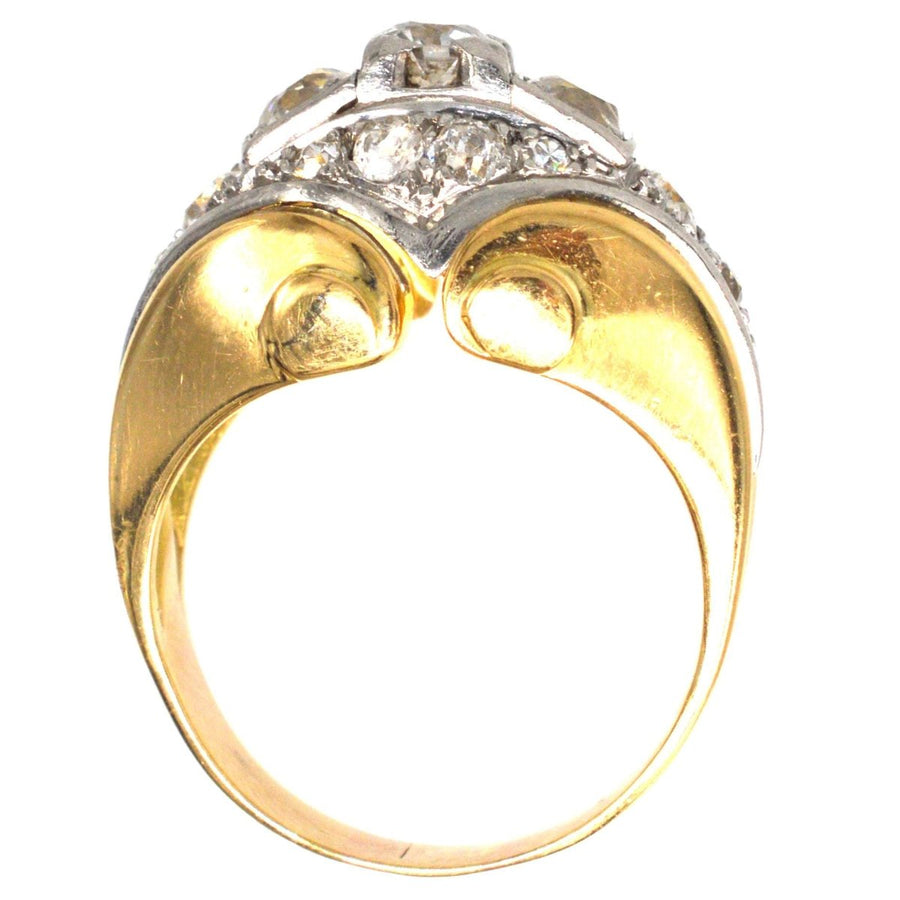 Französischer Retro-Diamantring aus 18-karätigem Gold und Platin | Parkin and Gerrish | Antiker & Vintage-Schmuck