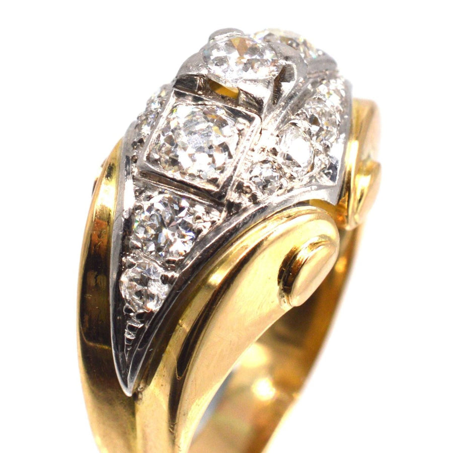 Französischer Retro-Diamantring aus 18-karätigem Gold und Platin | Parkin and Gerrish | Antiker & Vintage-Schmuck
