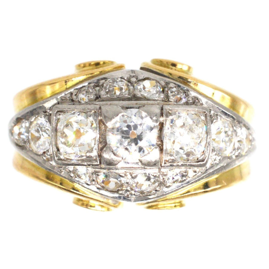 Französischer Retro-Diamantring aus 18-karätigem Gold und Platin | Parkin and Gerrish | Antiker & Vintage-Schmuck