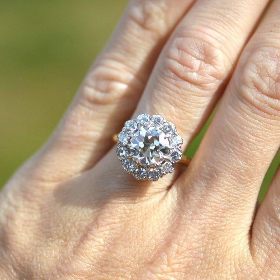 Große Edwardian 18ct Gold und Platin 3,7 Karat Diamond Cluster Ring | Parkin und Gerrish | Antique & Vintage Jewellery
