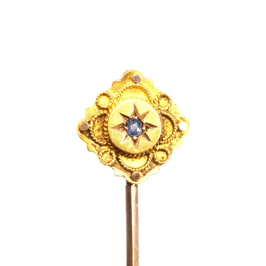 Viktorianische 15ct Gold Sapphire Krawattennadel | Parkin und Gerrish | Antike & Vintage Schmuck