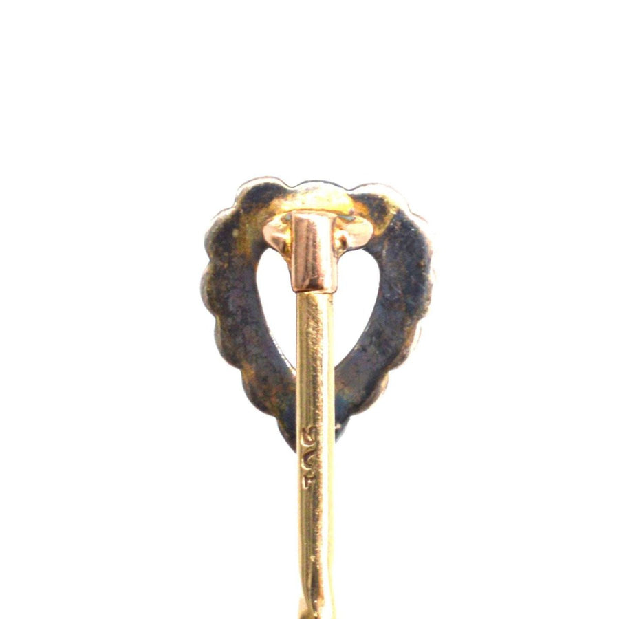 Viktorianische 9ct Gold und Silber Paste Herz Krawattennadel | Parkin und Gerrish | Antike & Vintage-Schmuck