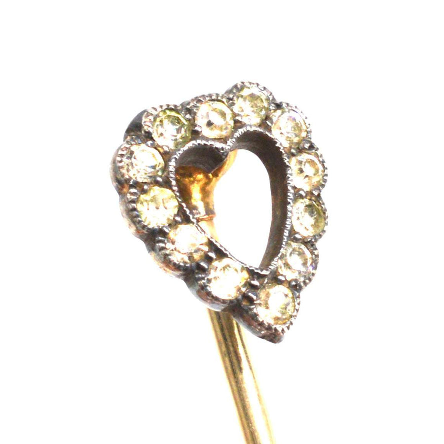 Viktorianische 9ct Gold und Silber Paste Herz Krawattennadel | Parkin und Gerrish | Antike & Vintage-Schmuck