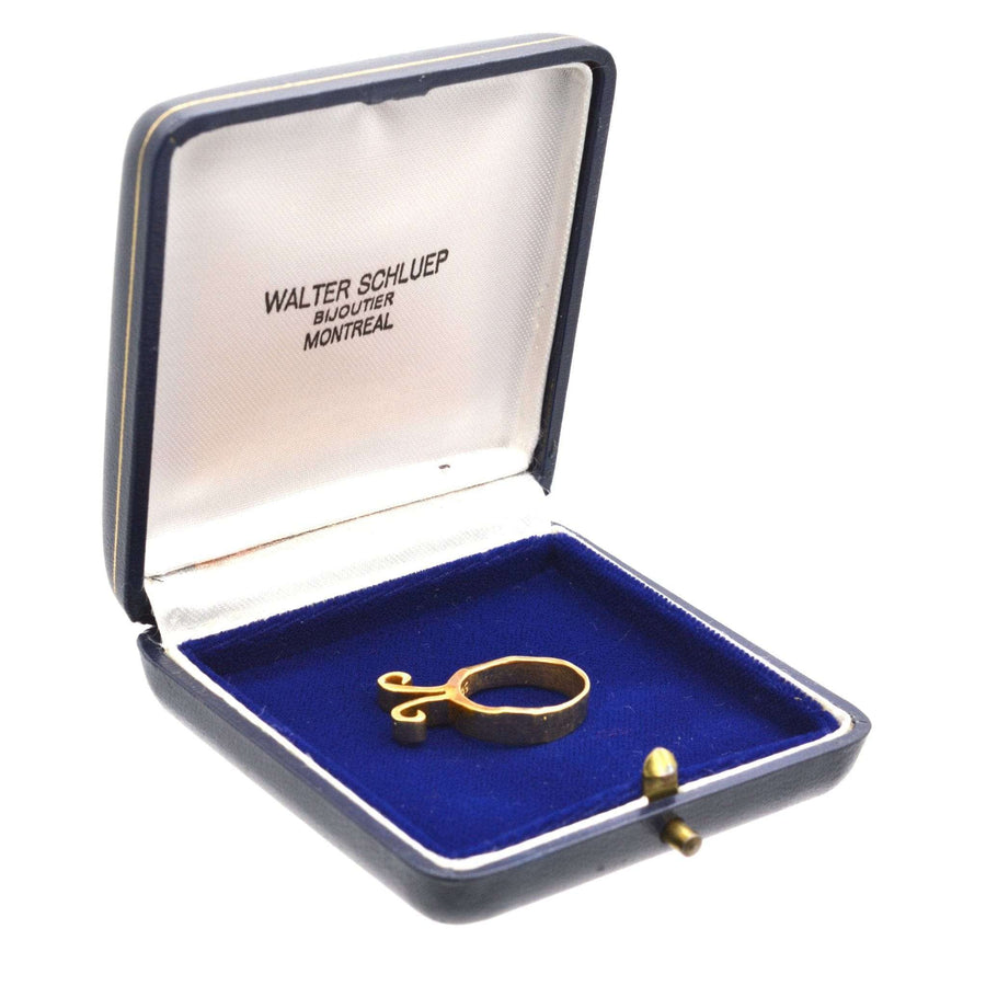 1960er Jahre 18 Karat Gold Widderring von Walter Schluep in original blauem Samtetui.