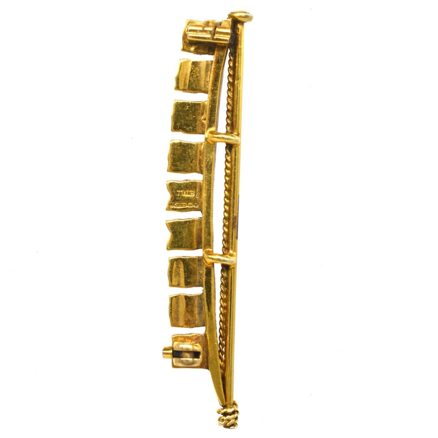 1970s Vintage 9ct Gold Nautical Signal Flag Brooch spelling Elizabeth, a stylish collectible for maritime enthusiasts.