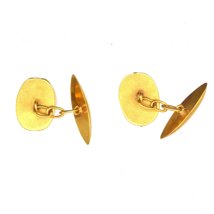 Art Deco Egyptian Revival Manschettenknöpfe aus 18 Karat Gold mit elegantem Design und Vintage-Charme.