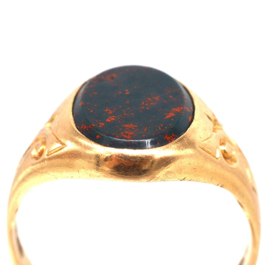 Edwardian 15ct Gold Blutstein Siegelring mit komplizierten Details, perfekt für die Gravur oder als ein Statement Stück.
