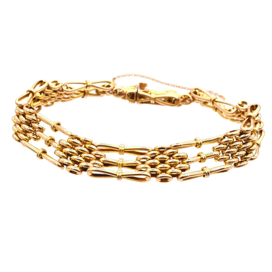 Edwardian 15ct gold gate bracelet, klassisches Design von ca. 1910, perfekt für formelle und legere Kleidung.