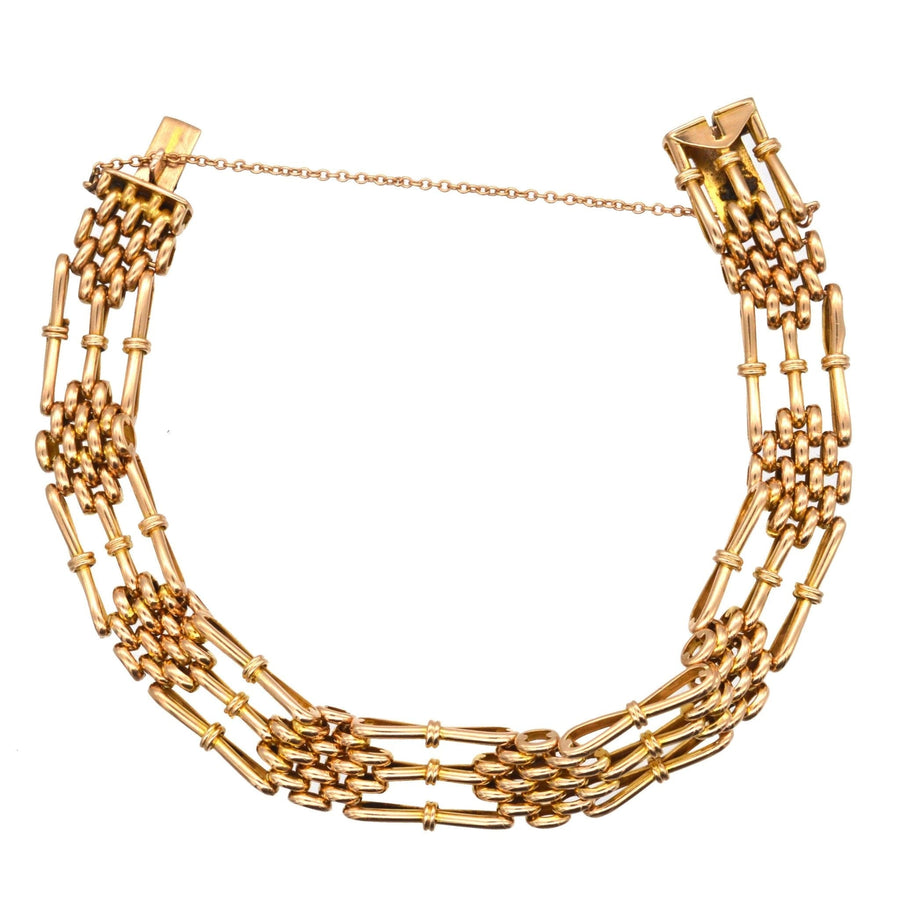 Elegantes edwardianisches 15-Karat-Gold-Torarmband, um 1910 gefertigt, perfekt für jeden Anlass, zeitlos und klassisch.