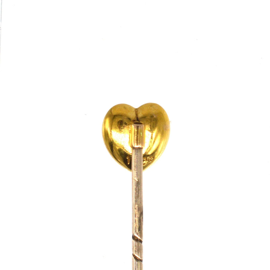 Herz-Krawattennadel aus 15 Karat Gold mit türkisfarbenem Stein, perfekt für stilvolle Anlässe und Feiern im Dezember.