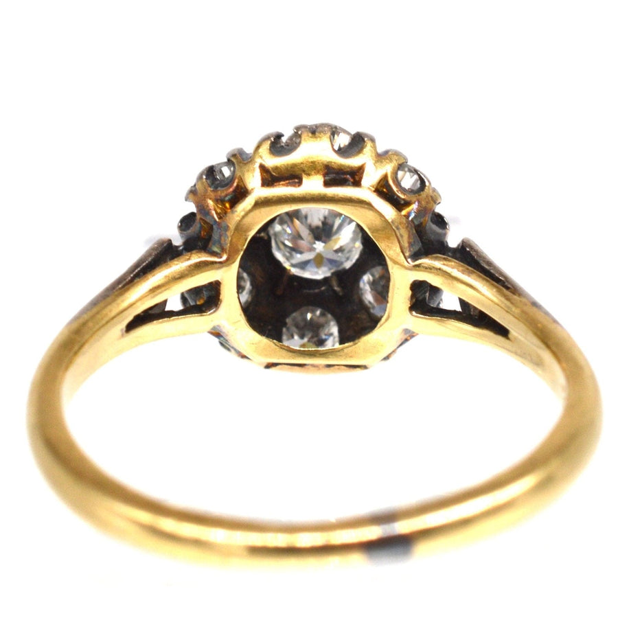 Edwardian 18ct Gold und Platin Diamant-Cluster-Ring mit ca. 0,70 Karat, perfekt für Engagement.