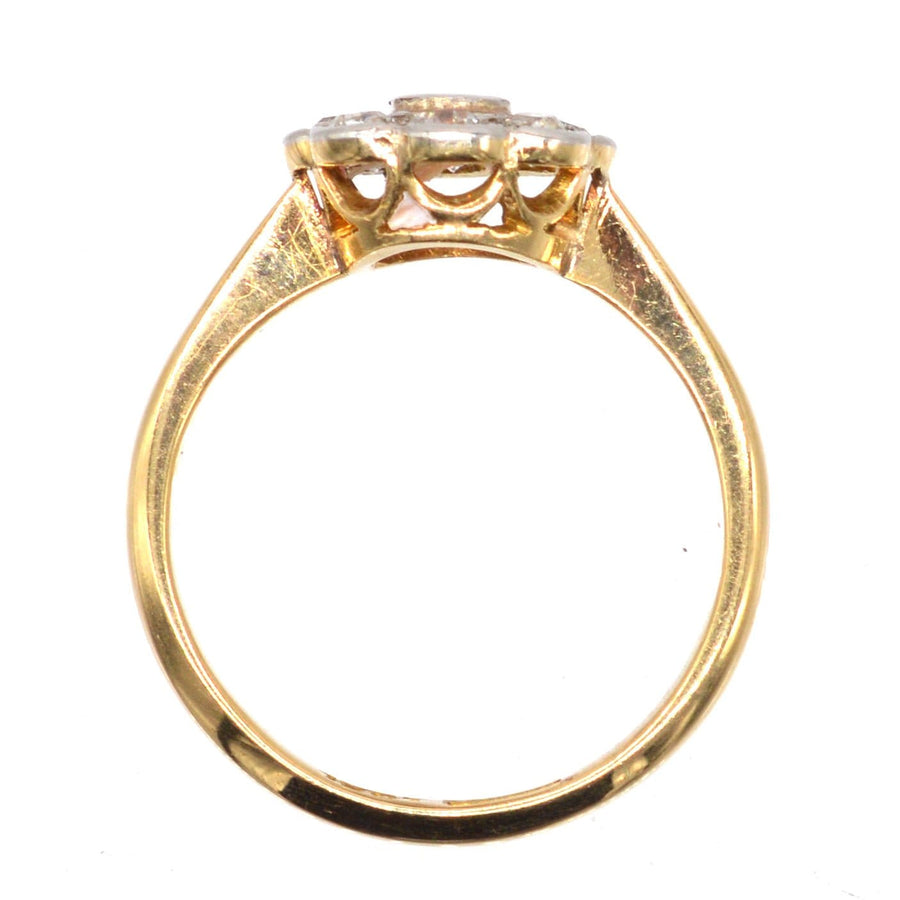 Edwardian 18ct Gold und Platin Rubin-Diamant-Cluster-Ring aus den frühen 1900er Jahren, ideal für Engagement.