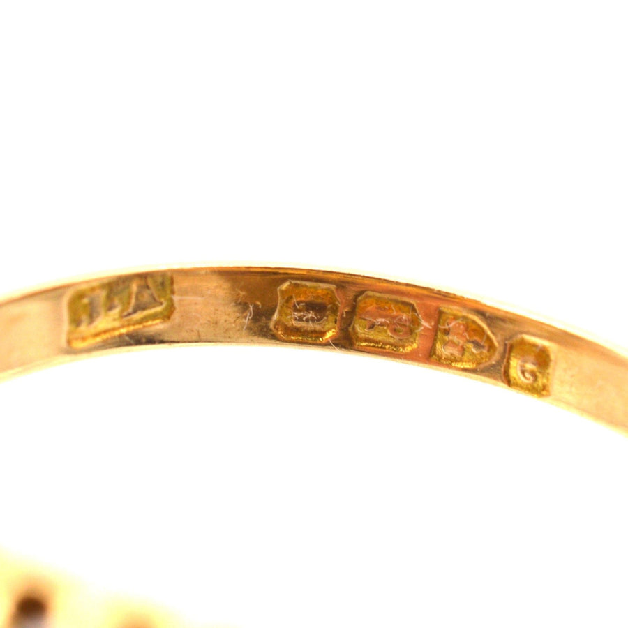 Edwardian 18ct Gold Ring Punzierungen, zeigt die Authentizität und Handwerkskunst von 1903.