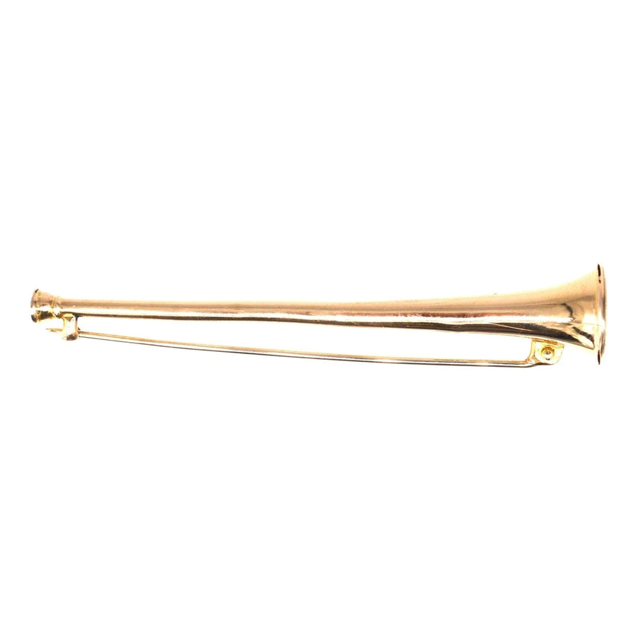 Edwardian 9ct Gold Jagdhorn Brosche, verspieltes Design perfekt für Revers und Krawatten, schrullig Schmuck Ergänzung.