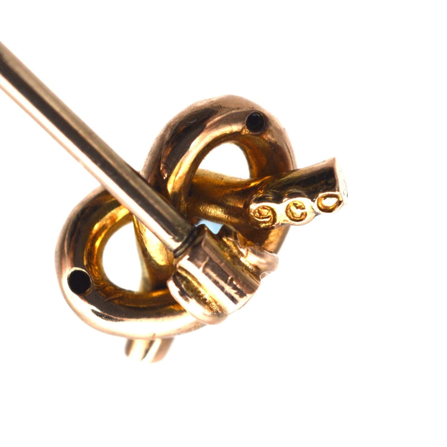 Krawattennadel aus 9-karätigem Gold mit einem Aquamarin, inspiriert durch das Design der Edwardianischen Ära.