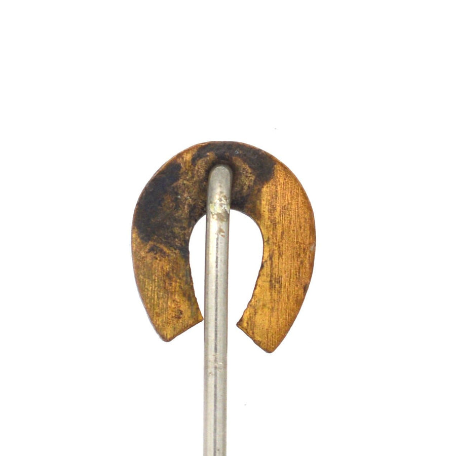 Edwardian 9ct Gold Glück Hufeisen Krawattennadel, ein Symbol für Glück und Schutz, Vintage-Schmuck aus den 1880er Jahren.