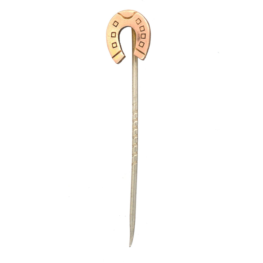 Edwardian 9ct Gold Glück Hufeisen Krawattennadel symbolisiert viel Glück und Schutz vor dem Bösen.