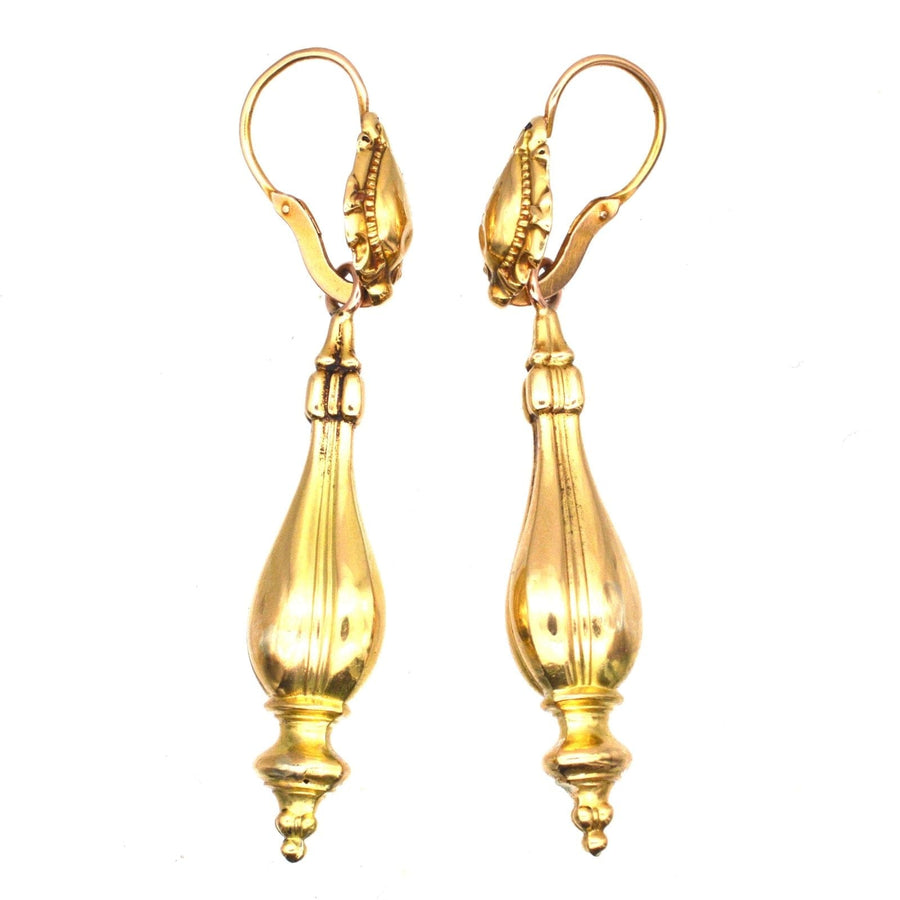Französische Ohrringe aus 18-karätigem Gold aus dem 19. Jahrhundert, elegantes Vintage-Design aus den 1830er bis 1850er Jahren.