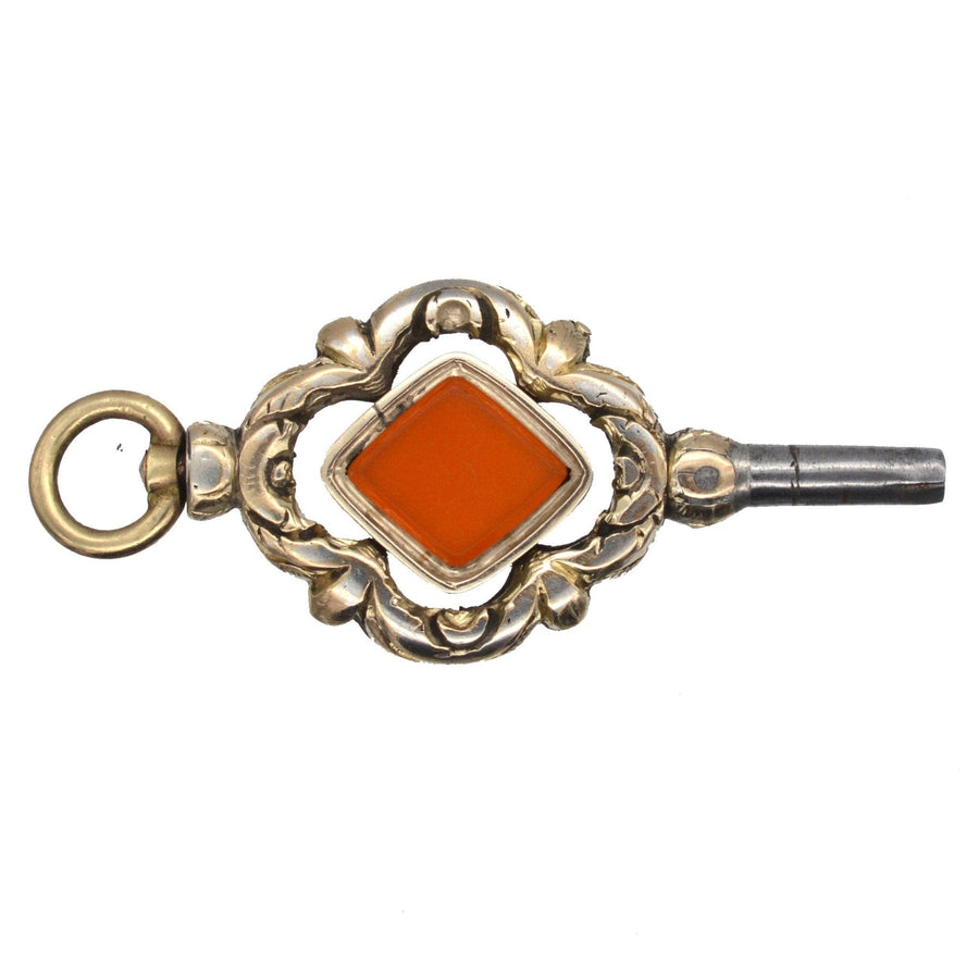 Großer goldener Regency-Uhrenschlüssel mit diamantförmigem Karneol, ca. 1820-1830, eleganter dekorativer Schmuck.