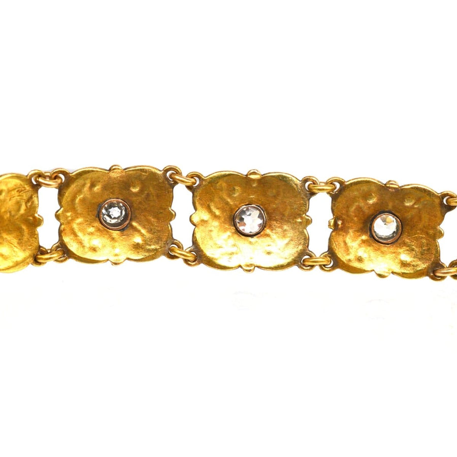 Jugendstil-Armband aus 18 Karat Gold mit Diamanten im Altminenschliff in einem floralen Design, perfekt für Sammler von antikem Schmuck.