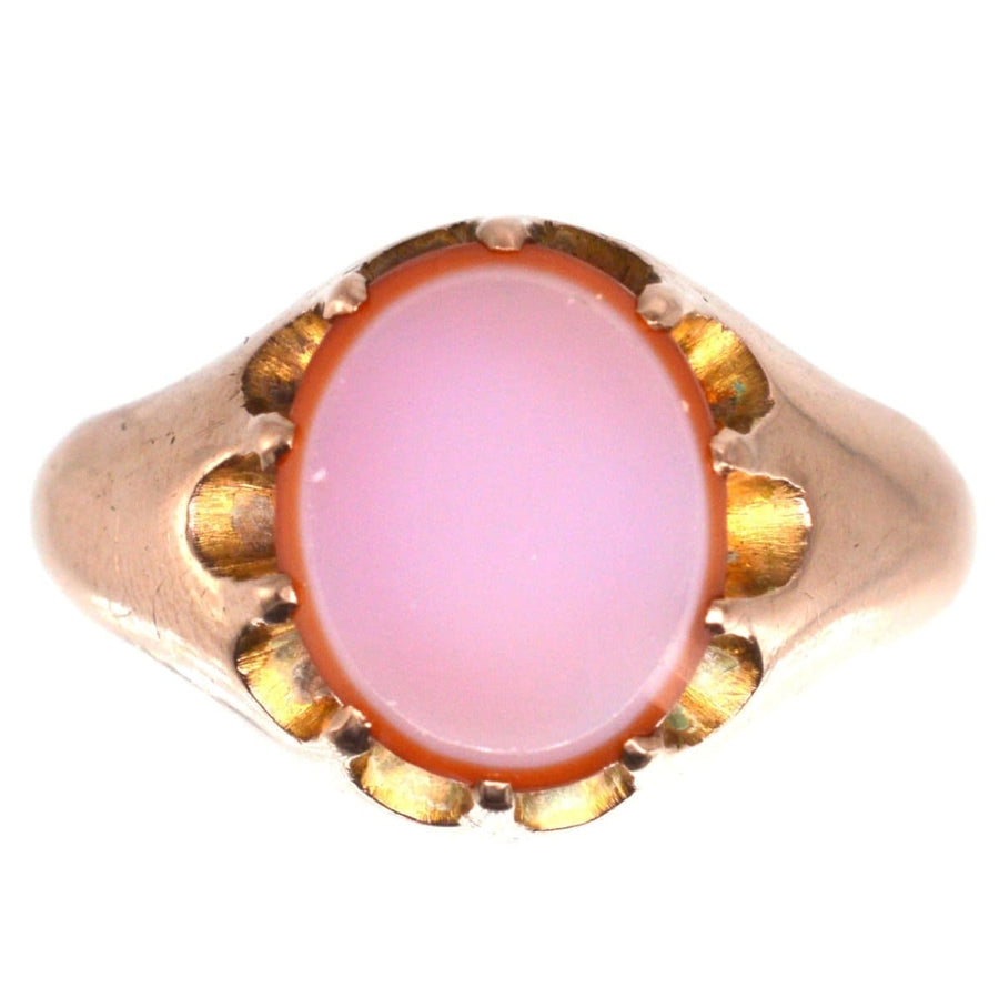 Spätviktorianischer Sardonyx-Siegelring aus 9 Karat Gold mit einem schönen ovalen Stein in einer klassischen Fassung.