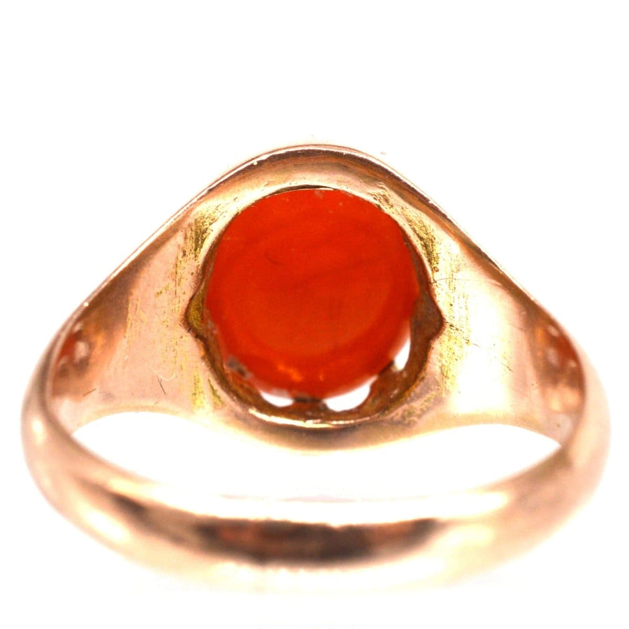 Spätviktorianischer Sardonyx-Siegelring aus 9 Karat Gold mit einem leuchtend orangefarbenen Stein, perfekt für Gravuren oder das tägliche Tragen.