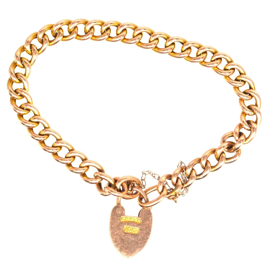 Kleines edwardianisches Kinderarmband aus 15-karätigem Gold mit einem sich öffnenden Herzverschluss, um 1900, perfekt für schlanke Handgelenke.