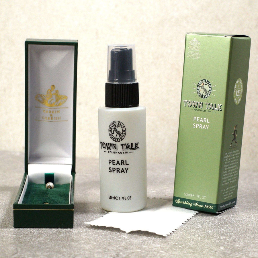 Town Talk Pearl Spray Flasche und Box mit Mikrofasertuch zum Reinigen und Schützen von Perlen und empfindlichem jewelry.