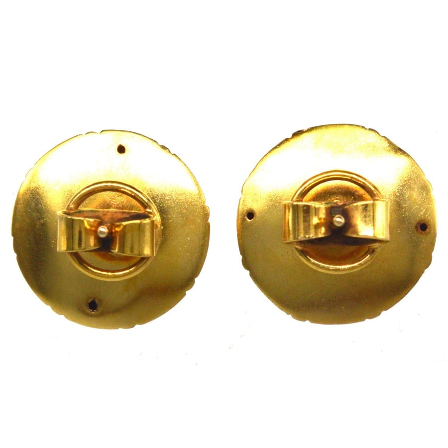 Viktorianische runde Ohrringe aus 15-karätigem Gold im etruskischen Stil mit applizierter Seil- und Drahtarbeit, hergestellt 1860-1880.