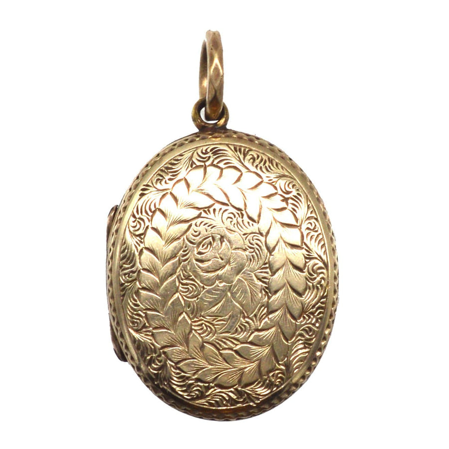 Viktorianisches Blumenmedaillon aus 9-karätigem Gold mit Rosendesign, perfekt, um wertvolle Erinnerungen zu bewahren.