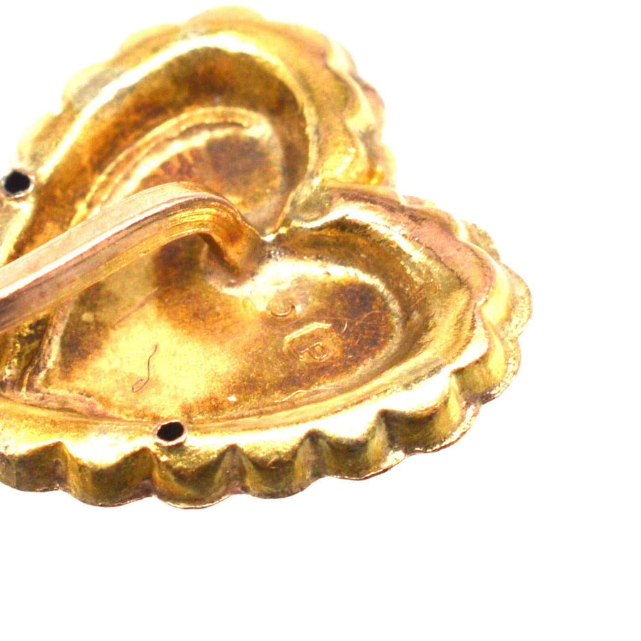 Viktorianische Krawattennadel aus 9-karätigem Gold mit verschlungenem Rosenmotiv und zweifarbiger Goldverarbeitung aus dem Jahr 1898.