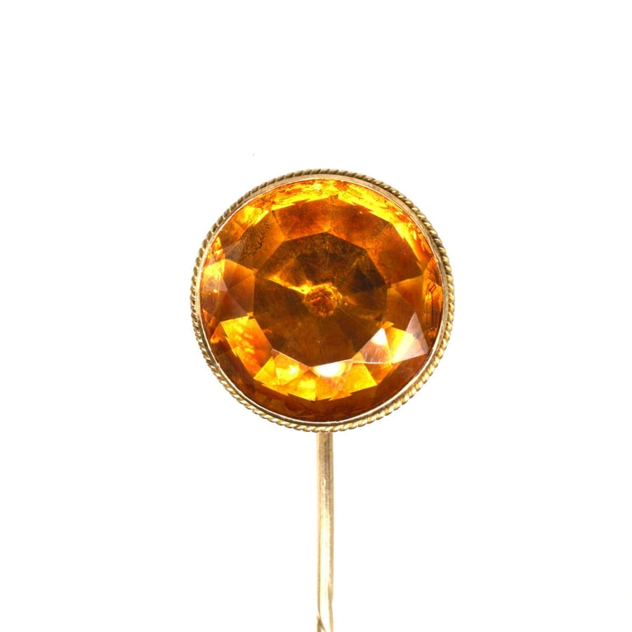 Viktorianische Krawattennadel aus 9 Karat Gold mit großem Cairngorm-Citrin-Edelstein, um 1870, einzigartiges schottisches Schmuckstück.