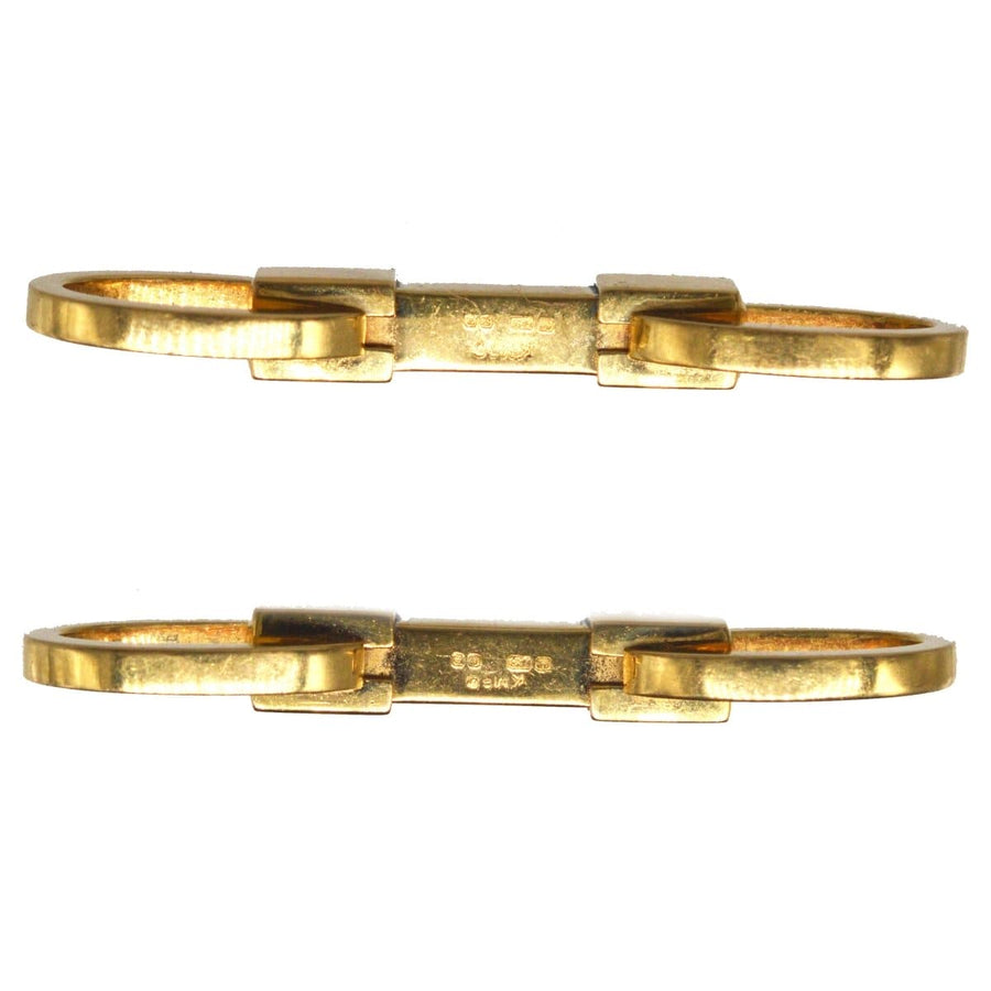 Vintage 18ct Gold Double Ring Bar Spring Manschettenknöpfe von Kiki McDonough mit einem klassischen Design und luxuriöser Verarbeitung.