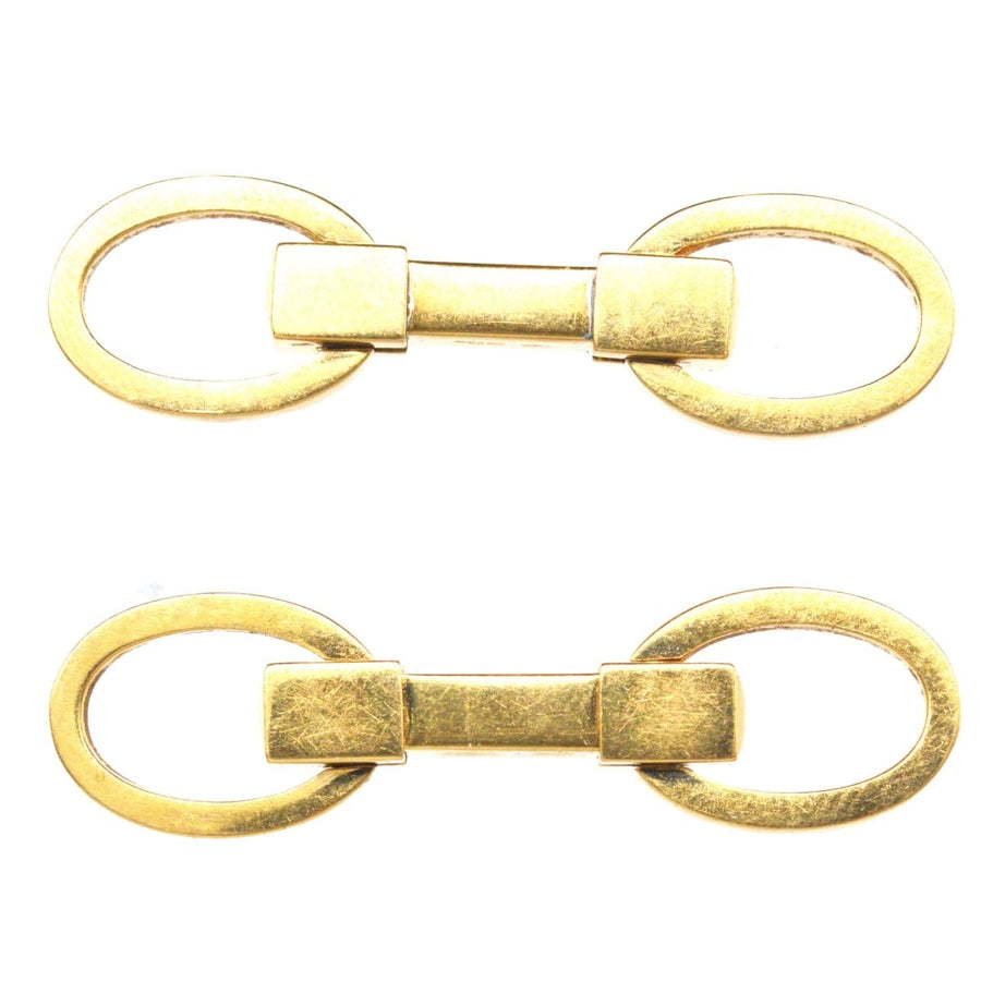 Vintage 18ct Gold Double Ring Bar Spring Manschettenknöpfe von Kiki McDonough, stilvolles und zeitloses Design.