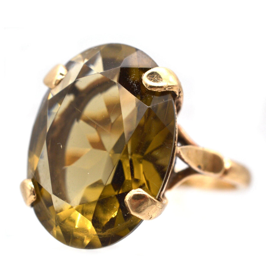 Vintage 9ct Gold Rauchquarz-Cocktailring, London geprüft 1971, kühn und stilvolles Design.