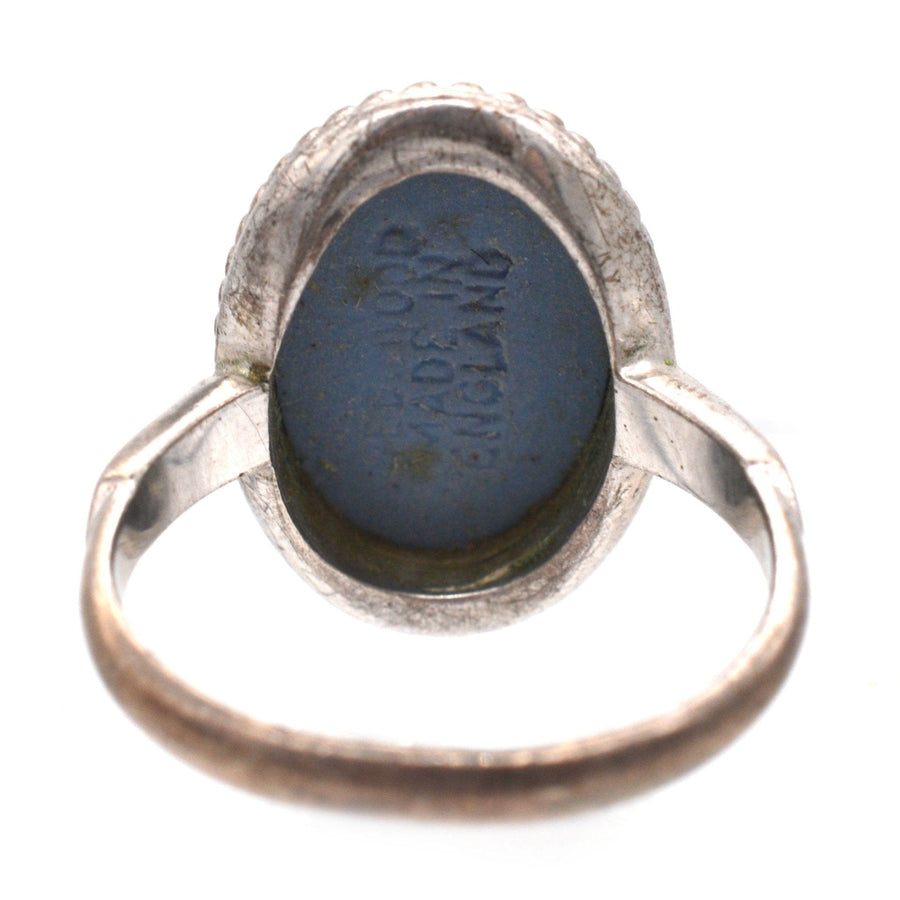 Silberner Wedgwood-Ring mit Plakette der Jägerin Diana, hergestellt in England, Design der 1960er-1970er Jahre.